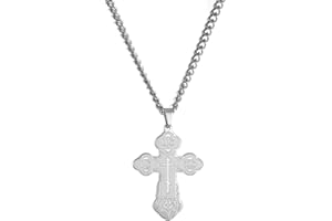SIPURIS Collar de cruz ortodoxa para hombre, Jesucristo, crucifijo ortodoxo, colgante de acero inoxidable, joyería cristiana religiosa, regalo de cumpleaños