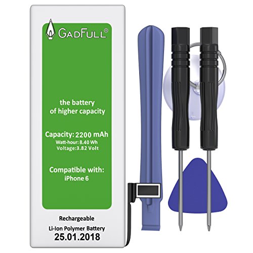 GadFull Batterie Haute capacit   pour iPhone 6 Profi Set   2018 Date de Production   Kit d outillage Manuel et Profi Set de r  paration   Nouvelle Batterie de t  l  phone Portable suppl  mentaire
