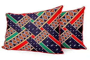 DreamVio Jute Fabric Printed Decorative Pillow/Throw/Cushion Covers for Living Room, Bed Room, Sofa,Chairs,Pillow Cases, Pillow Covers Set of 2, Size 12x18 Inches Style203