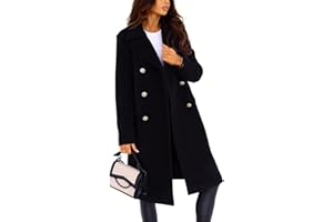 Suncadmious Abrigo Largo de Lana con Doble Botonadura y Solapa de Invierno para Mujer
