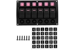 HUAER Interruttore a levetta per auto, 6P 12/24V Car Boat RV Yacht On/Off Pannello interruttori a levetta con indicatore luminoso a LED Interruttore automatico per Barca Auto Veicoli