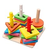 Wood Collection(TM) Creative Wooden Colour and Shape Geometric Sorting Board - Stack &amp; Sort Puzzle Toys for 3 Year Old and Up - Perfect Christmas Gift for Your Kids (Toy)