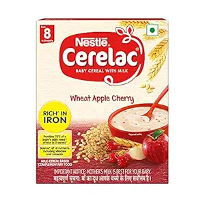 Nestle Cerelac Baby Cereal With Milk, Wheat Apple Cherry From 8 Months, 300g Bag-In-Box Pack