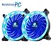 Price comparison product image Asiahorse Solar Eclipse UAV 120mm Dual Aperture LED Long Life Case Fan,PC Custom Diy From Water Cooling System CPU Cooler 2PACK(Blue)