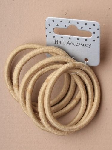 6 Hair Elastics Thick Endless No Metal Bobbles Snag Free School Bands Ponytail (Blonde)