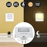 Emotionlite 2 Stück LED Nachtlicht mit Dämmerungssensor Kinder Nachtlicht Sehr gut für Kinderschlafzimmer Badezimmer Flur Treppenaufgang Korridor Schrank oder ein dunkles Zimmer Warmes weißes 2700 K Energiesparpaket - 2