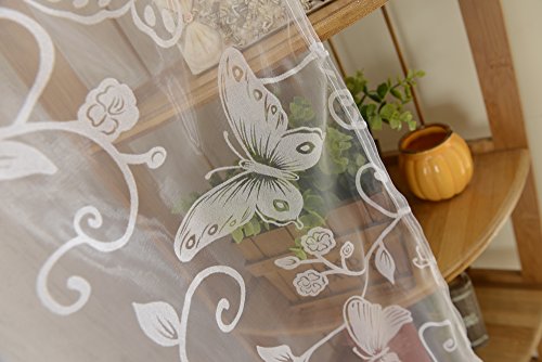 Generic Schmetterling Transparente Voile Vorhang Tüll für Wohnzimmer Haus Hochzeit Partei Fenster Sommer 100 x 200cm – Weiß - 6