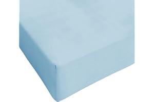 IL DOLCE STILE DELLA TUA CASA lenzuolo 100% cotone sotto con angoli elasticizzati matrimoniale o singolo tinta unita (1 piazza, azzurro)