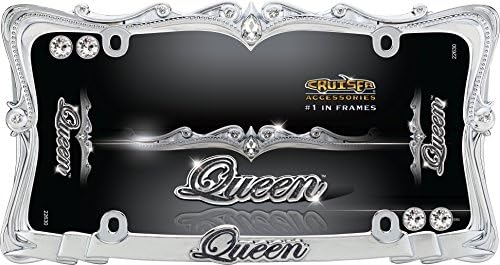CRUISER ACCESSORIES 22630 Queen License Plate Frame, Chrome/Clear w/Fastener caps