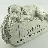 Gedenkstein Hund Geliebt und unvergessen, Grabschmuck Tiergrab. Breite 13cm. 1 Stück
