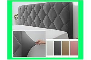 Smingm Bettkopfteil Hussen, Bett Kopfteil Bezug Staubdichte Dehnbare Kopfteilbezug Verdicken Gesteppt Einfarbig Baumwolle Kopfbedeckungen Abdeckung Schutzhülle,Grau,150cm(59inch)