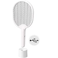 RAKITIC Rechargeable Electric Fly Swatter with USB Charging Stand, LED Lights Zap in The Dark, Safe Touch Hanheld…