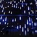 Produktbild Minger LED Lichterkette Blau 30cm Meteorschauer Röhren 8 Tube 144 LEDs 100V-240V Deko Leuchten LED für Außen Garten Bäume Weihnachten Dekoration EU Stecker (Blau)