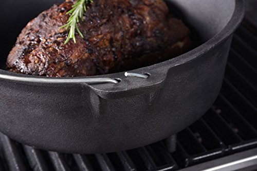 Santos Gusseisen Dutch Oven – ohne Füße – Durchmesser 30cm x 9,5cm Höhe (ohne Deckel), 5,6 Liter, 4-6 Personen, ca. 12“ – Feuertopf Schmortopf Camp Oven für Gasgrill Kohlegrill und offenes Feuer - 3