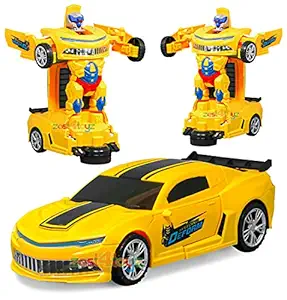 zest 4 toyz Deform Robot Car for Kids Bump & Go Action Battery Operated 2 in 1 Robot Car Toy with 3D Lights & Sound Toy for Kids (Multi-Color)