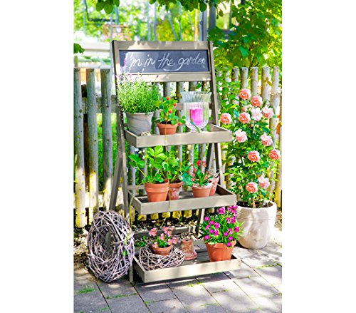 Dehner Blumenetagere, ca. 71 x 46.5 x 39 cm, Holz, grau - 2