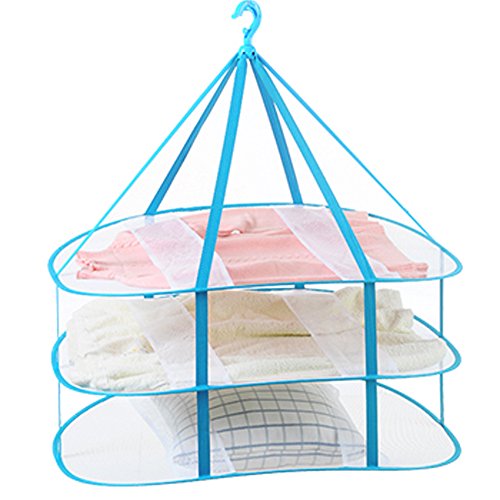 Bequem Tragbar Langlebig Trocknen Gestell Falten Mesh Hängend Kleider Wäsche Korb Netze 3 Schichten Für Underwears Damen Dessous Woll Pullover Baby Kleider Puppenkissen Plüschtiere (77X61X78cm)