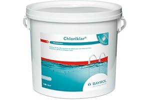 BAYROL Chloriklar 5 kg - Pastilles effervescentes de Chlore 20g - chloration Choc Piscine - désinfection Rapide - Traitement des algues Vertes & Eau Trouble - Dosage Facile et Dissolution Rapide