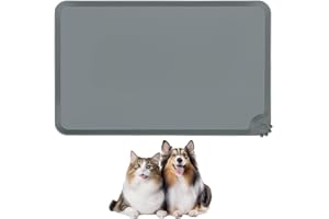 FEIFANCHOICE Cat & Dog Food Mat, 48 x 30 CM Waterproof Pet Feeding Mat, Non-slip Sillicone Dog Food Mats for Floors