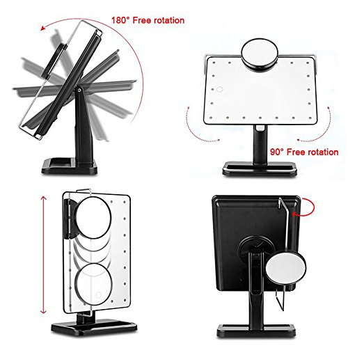 Cookey Beleuchtete Make up Spiegel Beleuchtete Eitelkeit Kosmetikspiegel mit Beweglichen 10x Vergrößerung 20 LED Ideal für Schlafzimmer Tischplatte Badezimmer Dressing Rasieren Reisen - 3