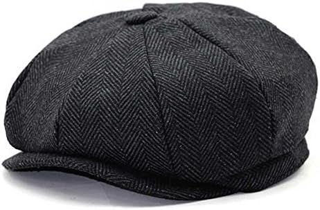 MERRINESS Flat Hats For Men Newsboy Gatsby Cap Beret Hat Mens Tweed Winter Warm Hat (stripe B)