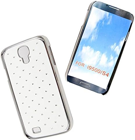 For Samsung Galaxy S4 i9500 White Diamond Chrome Sided Hard Shell Back Fits Protection Case Cover + Free Stylus Pen