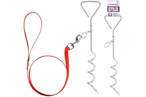 BARGAINS-GALORE Set of 2 Spiral Tie Out Stakes - 16" Pet Dog Garden Ground Screw Spike Anchor Pole Heavy Duty | Outdoor Garden Camping | Stainless Steel Strong & Rust Proof