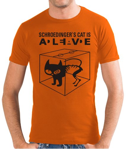 Touchlines Slimfit T-Shirt - Schroedingers Cat Is Alive - Camiseta, Color Naranja, Talla L