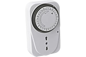 MKC Melchioni Family MKTIW-1, Timer meccanico settimanale, C/SWITCH, Funzione ON/OFF, Indicatore LED, Tempo di impostazione minima 2 ore al giorno per 7 giorni, Carico max. 220-240v, 3500W, Presa 10/16a