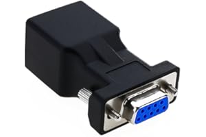 LFHUKEJI RJ45 auf RS232, DB9 9-polig seriell Port Buchse zu RJ45 Buchse Cat5e/6 Ethernet LAN Extend Adapter