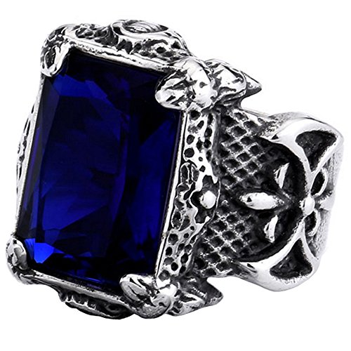 Azul Real Zirconia Cúbica Titanio y Acero Inoxidable Anillo Hombre Vi