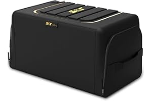 Ergocar - Organizador de maletero de coche, bolsas para maletero de coche, Oxford, 3 veces, tamaño plegable, gran capacidad, organizadores para auto/SUV/camión (negro, 40 l, sin bolsillos laterales)