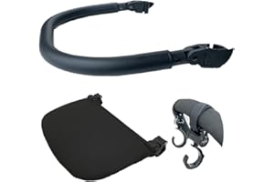 Colu Kid 3pcs/set accesorios cochecito de piel sintética apoyabrazos reposapiés y ganchos compatibles con los cochecitos Babyzen YOYO 2 y YOYO+ (Negro)