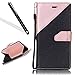 Produktbild Galaxy S4 Wallet Hülle,Schutzhülle für Samsung S4,Leeook Retro Elegant Schön Kreative Schwarz Rose Gold Kontrast Farbe Malerei Muster Entwurf PU Leder Handytasche Flip Case Skin Schale Backcover Tasche Buchstil Klapptasche Leder Cover mit Gurt Standfunktion Karteneinschub und Magnetverschluß Fall Flip Cover für Samsung Galaxy S4 + 1 x Schwarz Eingabestift-Black Rose Golden