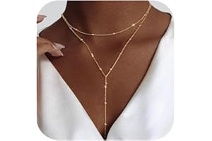 FAINCA Longue En Y Collier Personnalisé, Or Bijoux Femme, BohèMe Collier Long Femme, avec BoîTe à Bijoux, ChaîNe Longue éLéGante, pour Femmes,Ensemble De ChaîNes