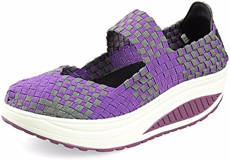 Yall Women'S Shoes Hand-Woven Footwear Leisure Breathable Elastic With Lazy Shoes,Purple,37