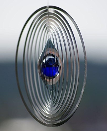 A2003 – steel4you hochwertiges 3D Windspiel aus Edelstahl mit Glasperle – Kreis 15cm x 15cm – made in Germany - 3