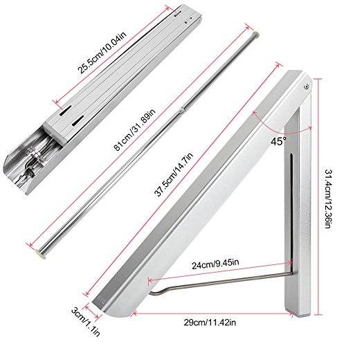 KYG Faltbar Kleiderhaken Klappbarer Wand-Kleiderständer Set Folding Platzsparend Wetterfest Kleiderbügel Aluminium - 2