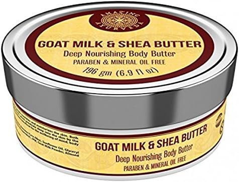 Amazing Ayurveda Goat Milk and Shea Butter Deep Nourishing Body Butter- 6.9 oz (196 gm)- 100% Natural Body Butters - Easy to Apply, Fast Absorbing, All-Natural Formula