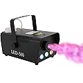 Machine à fumée 500 W avec télécommande sans fil et lumière LED, convient pour les soirées disco DJ, Halloween, Noël, fêtes de mariage et spectacles sur scène, etc