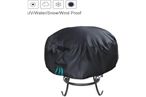 Onlyme Fire Pit Cover Round - 44 Inch Waterproof Fire Bowl Cover for Outdoor Patio Firepit, Anti-UV, Windproof - Black (112x61cm/44x24inch)
