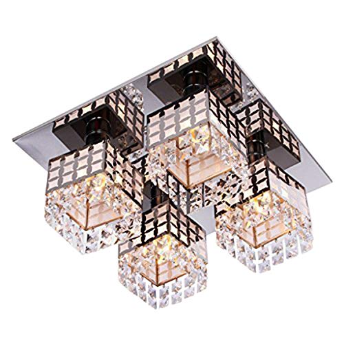 Preisvergleich Produktbild Asvert LED Kristall Deckenleuchte Moderne Unterputz Kristall Decke Kronleuchter Leuchte Moderne Edelstahl Wohnzimmer Schlafzimmer Flur Kronleuchter mit 4 Platz Lichter