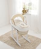 Beary Nice Cream Palm Moses Basket & Deluxe White Rocking Stand