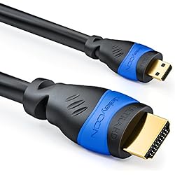 deleyCON 3 Metros Micro HDMI Cable - Compatible con HDMI 2.0/1.4a - Alta Velocidad con Ethernet - ARC 3D 4K Ultra HD (1080p/2160p)