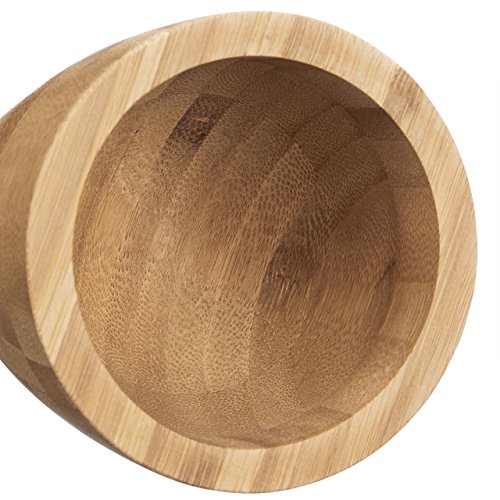Relaxdays Mörser mit Stößel Bambus, rund, natürlich, hochwertig, Gewürzmörser, HxBxT: 10,5 x 10 x 10 cm, natur - 4