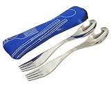 Spork - Cuchara - Tenedor - Set de cubiertos perfecto como utensilio para camping, excursiones o para ir de viaje (2 pcs-Blue)