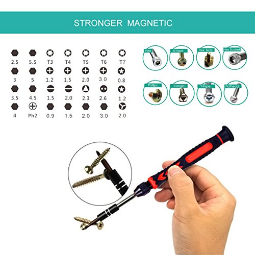 Oria Schraubendreher Set Magnetic Austauschbar Magnetverschluss Hardware Schraubendrehersatz Reparatur Werkzeug Kit für iPad, iPhone, Tablets, Laptops, PC, Brillen&Andere Geräte etc.(38 in 1) - 3