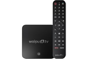 waipu.tv Box | Inkl. Fernbedienung mit Beleuchtung | Fernsehen über WLAN | LAN | HDMI | 4K | HDR10+ | Dolby Vision | Dolby Atmos | Voucher für 3 Monate 300 TV-Sender & 40.000 Filme & Serien