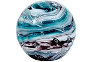 Pfronten Traum Boule 240 (6 cm) Bleu, Blanc, noir tourbillon – Boule en verre, Presse-papier