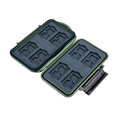 Flashwoife – patentierte Aufnahme – Turtle-SD8MSD16G – Survival Edition – wasserdichte Speicherkarten Schutzbox für 8 Stück SDHC und 16 Stück MicroSD Cards Case in Olivgrün - 4